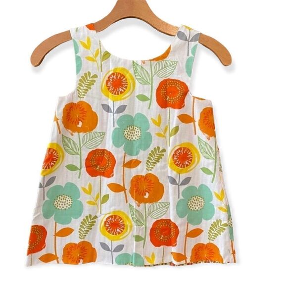 Toddler New Handmade Reversible Retro Large Flower Cotton Summer Strap Dress - Picture 1 of 7